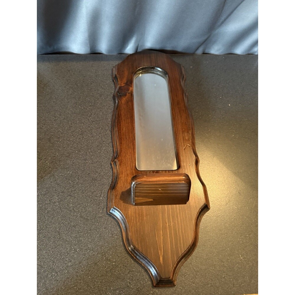 VTG Wall Mounted Entry Mirror With Small Shelf Wood Colonial Cottage Country